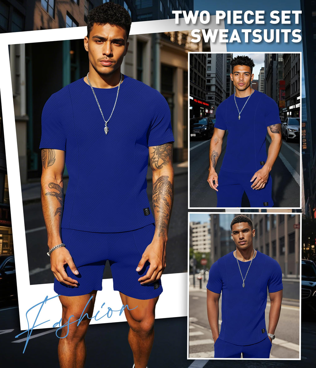 UOUA Men's Shorts Set 2 Piece Summer Outfits Casual Vacation Tracksuits