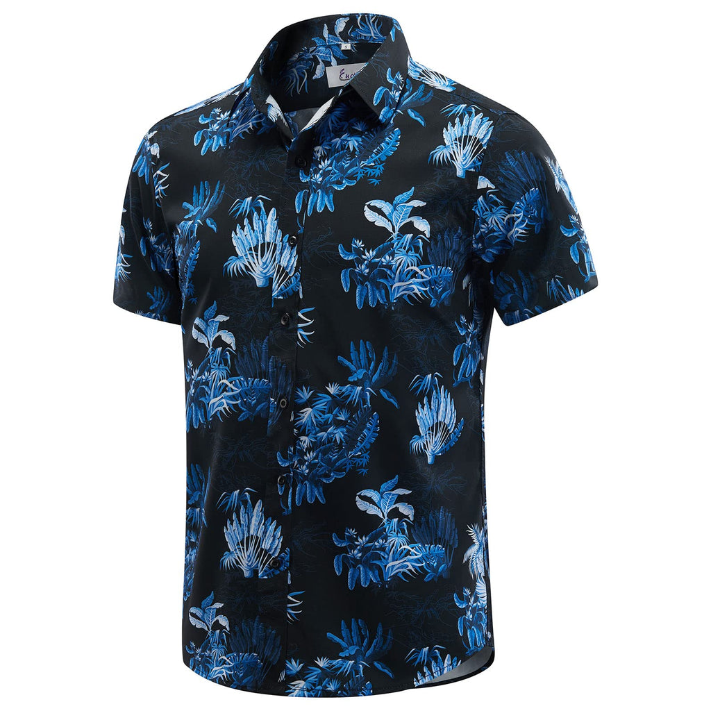 EUOW Men's Hawaiian Shirt Short Sleeve Printed Button Down Beach Shirts
