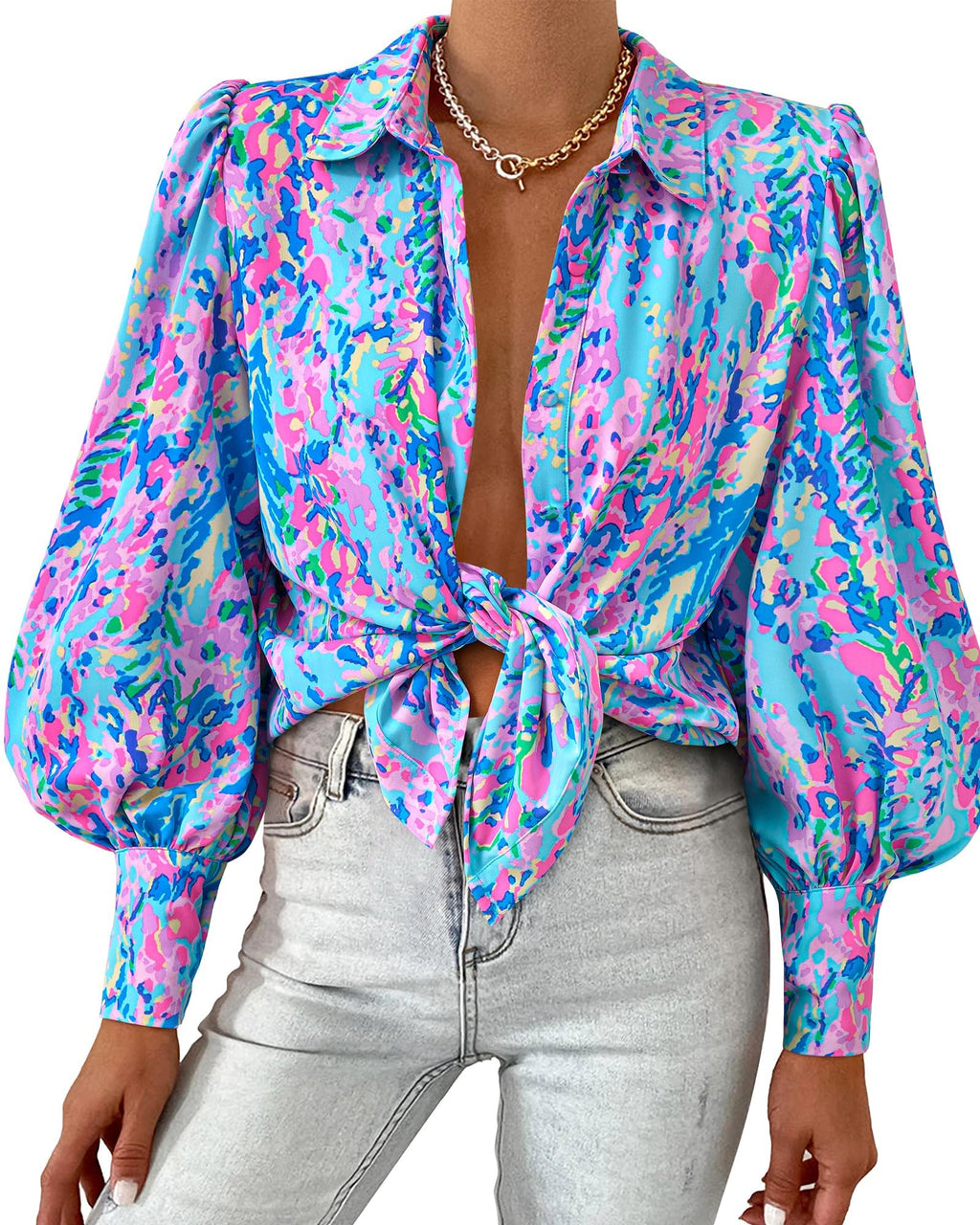 BTFBM Blouses for Women Dressy Casual Long Sleeve Shirts | Lapel V Neck Button Down Shirt, Boho Tops, Disco Outfits, Business Casual Blouse, Fashion Clothing, Summer Fall Clothes 2026