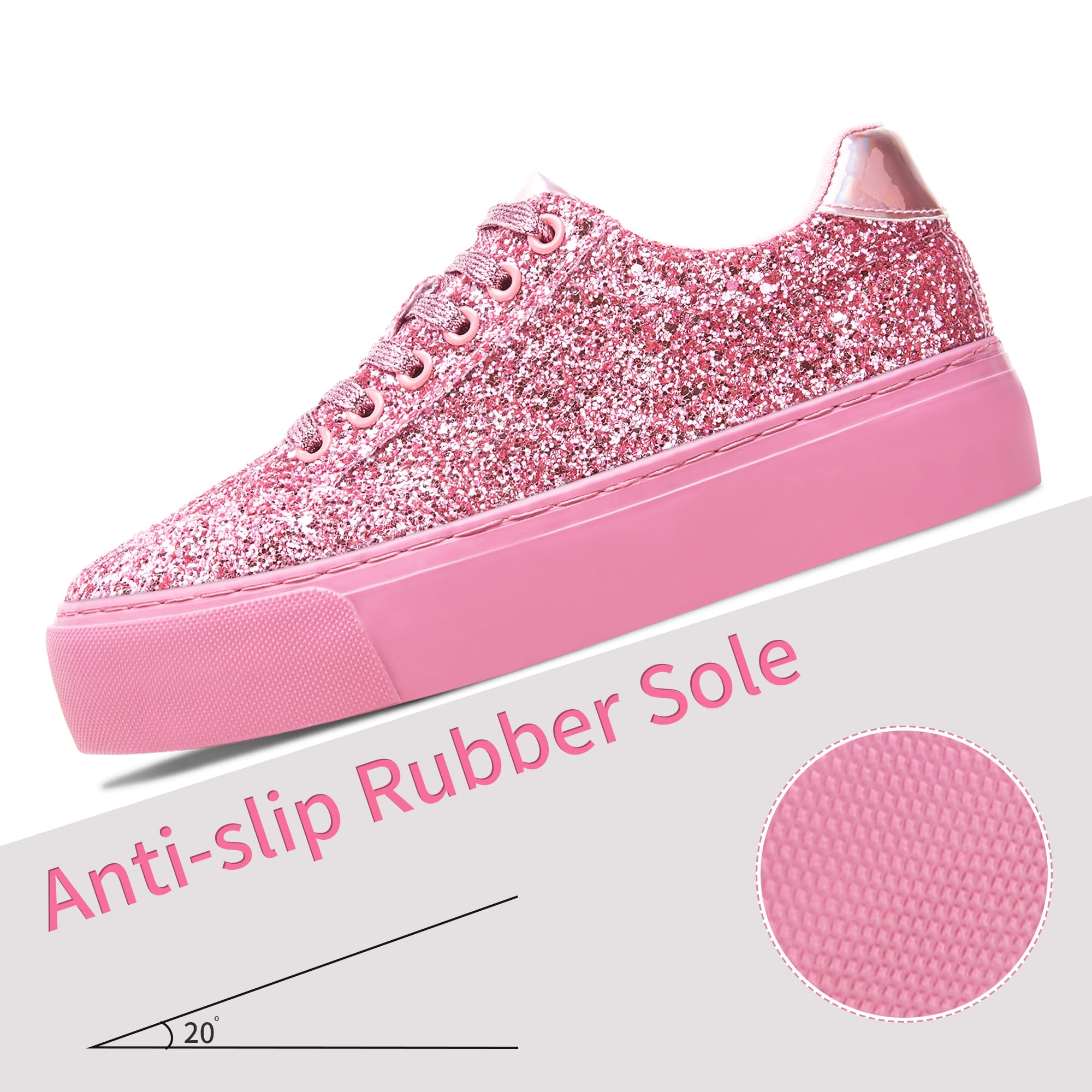 Jeekopeg Glitter Platform Sneakers Women Casual Sequin Sparkly Shoes Bling Thick Sole Walking Shoes Shiny Sequin Wedding Sneakers for Lady