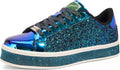 LUCKY STEP Women's Platform Sparkly Glitter Sneakers | Bling Shiny Dressy Bedazzled Wedding Bridal Fashion Walking Shoes