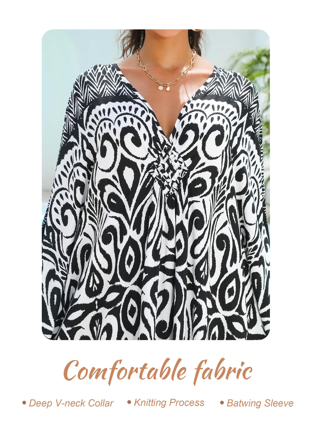 Yanziliu Kaftan Dress for Women,Plus Size Hawaiian Batwing Sleeve Beach Cover Up Summer Swimsuit Dresses