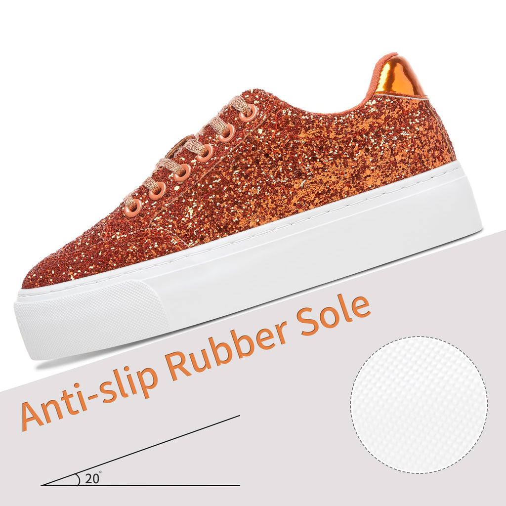 Jeekopeg Glitter Platform Sneakers Women Casual Sequin Sparkly Shoes Bling Thick Sole Walking Shoes Shiny Sequin Wedding Sneakers for Lady
