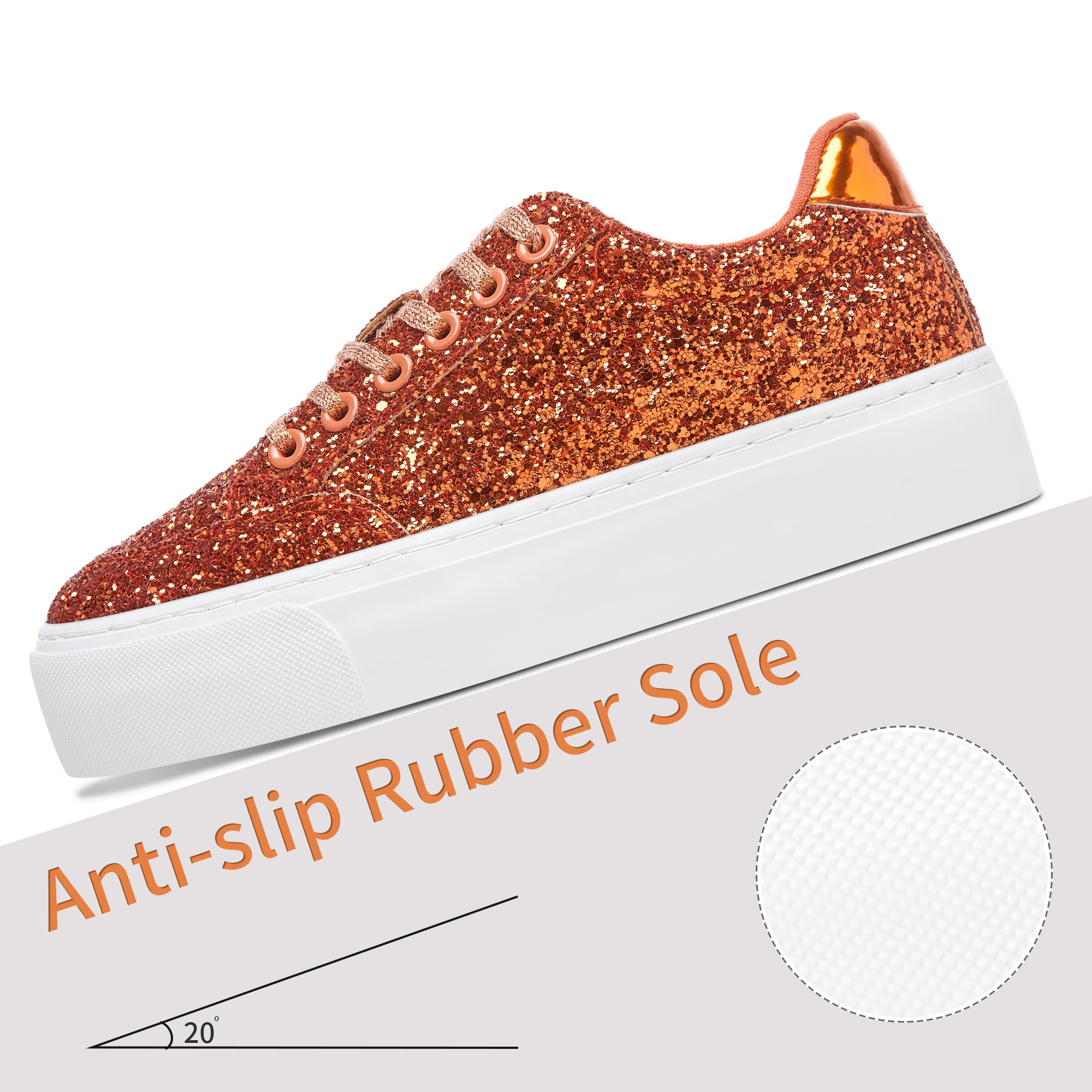 Jeekopeg Glitter Platform Sneakers Women Casual Sequin Sparkly Shoes Bling Thick Sole Walking Shoes Shiny Sequin Wedding Sneakers for Lady