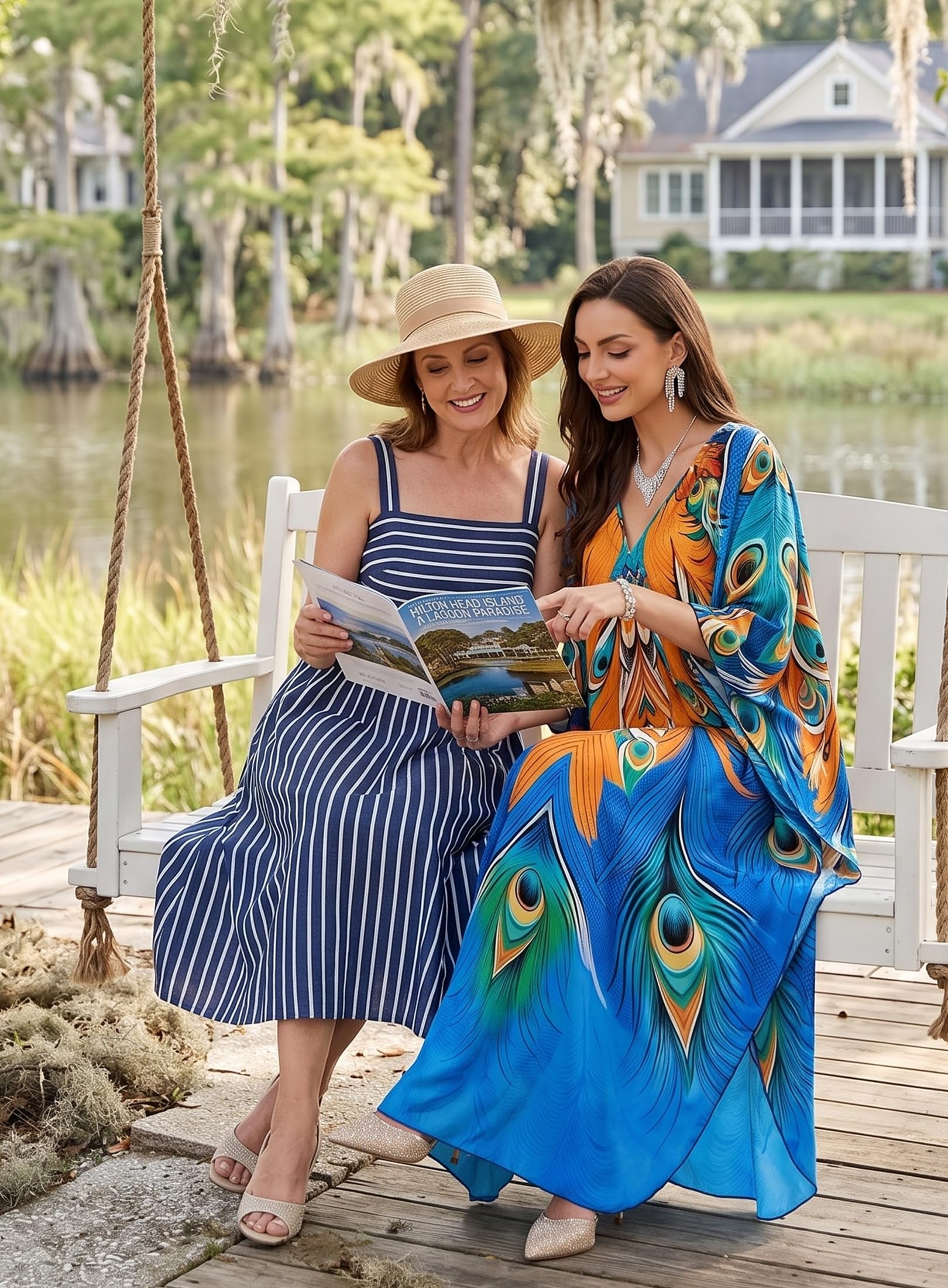 Yanziliu Kaftan Dress for Women,Plus Size Hawaiian Batwing Sleeve Beach Cover Up Summer Swimsuit Dresses