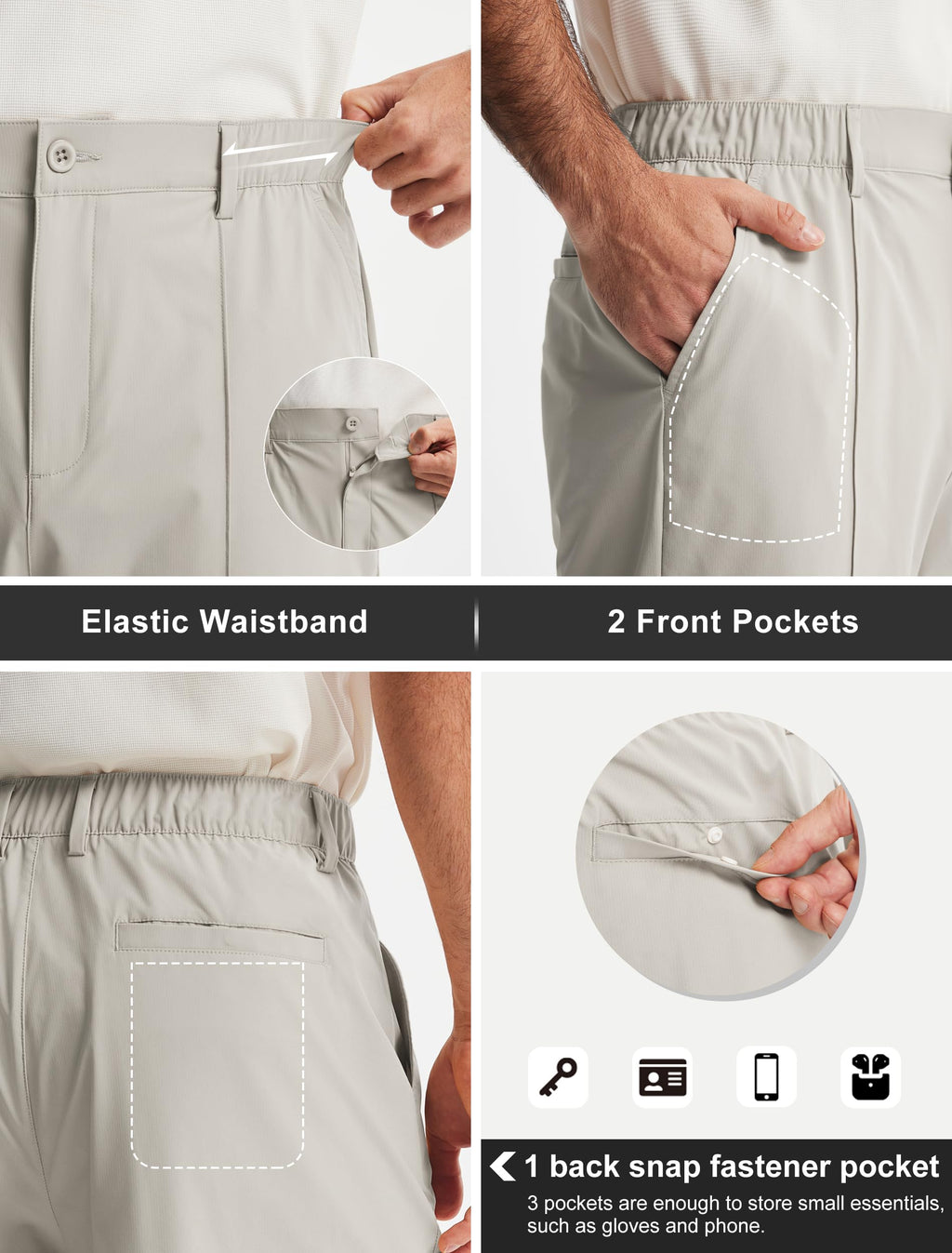 Men's Classic Fit 9" Golf Shorts Casual Summer Outfits | All Day Comfy, Stretch, Elastic Waist, Lightweight, Quick Dry Dress Travel Clothing