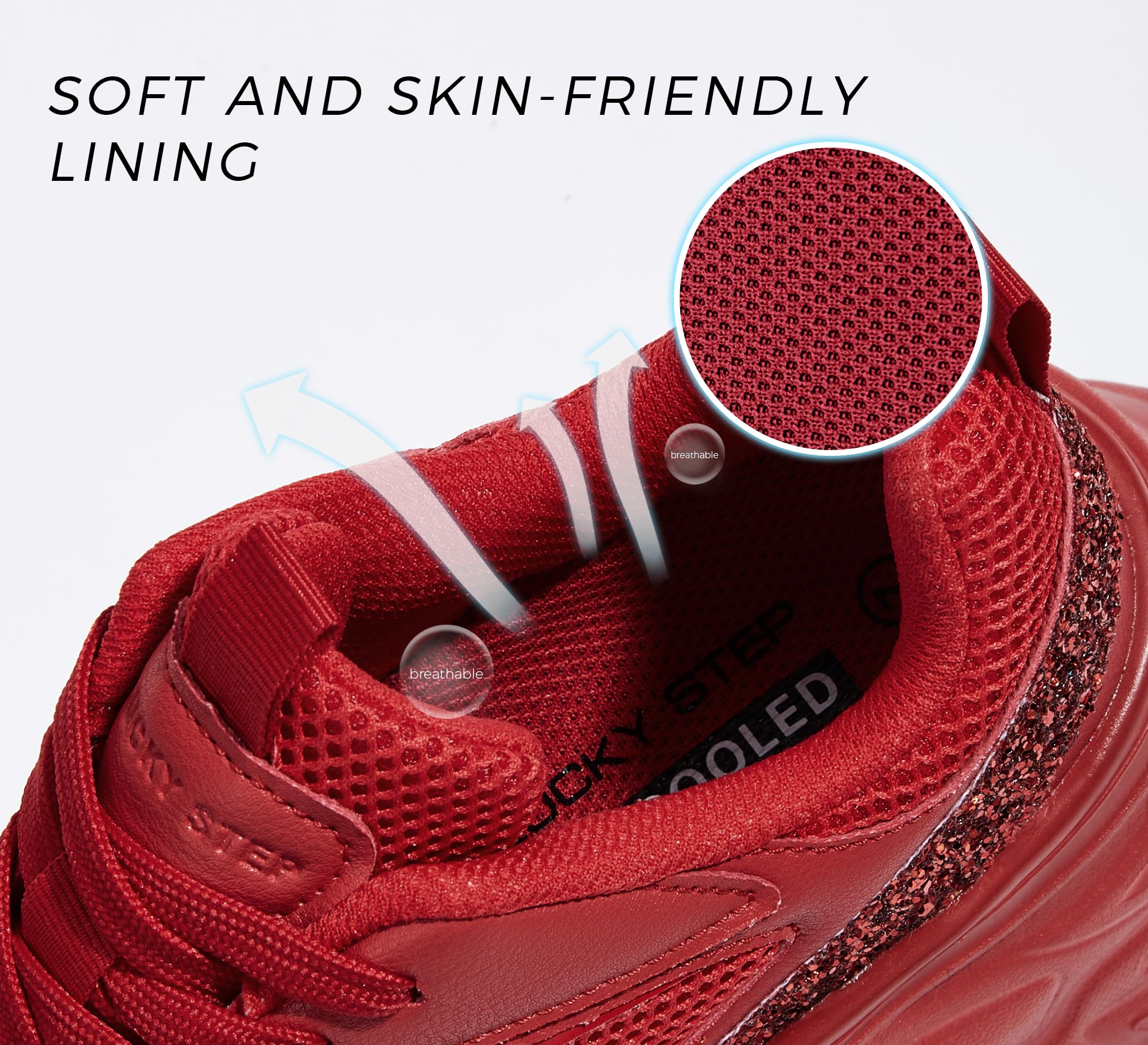 LUCKY STEP Women's Rhinestone Chunky Sneakers Breathable | Lightweight Running Non Slip Breathable Chunky