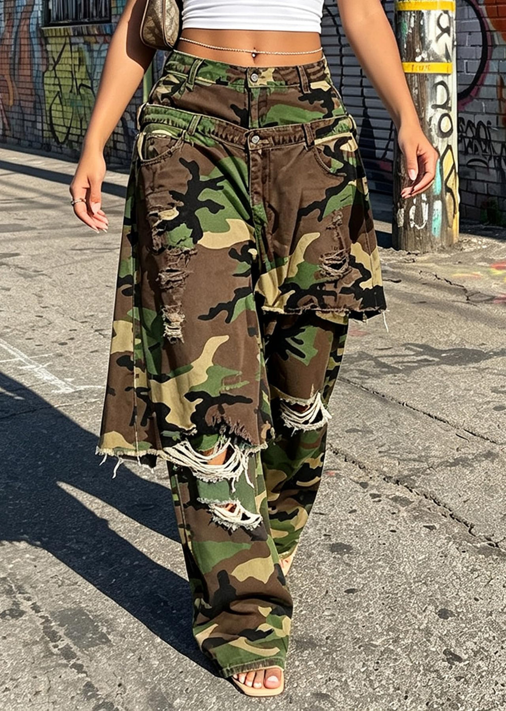 LKOUS Women's Ripped Baggy Jeans High Waist Wide Leg Patchwork Streetwear | Distressed, cutout, Y2K, hip hop, stretchy, soft, pocket, casual, concert, vintage. Machine wash