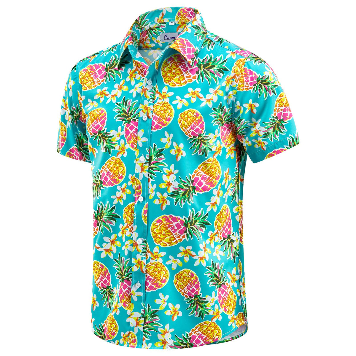 EUOW Men's Hawaiian Shirt Short Sleeve Printed Button Down Beach Shirts