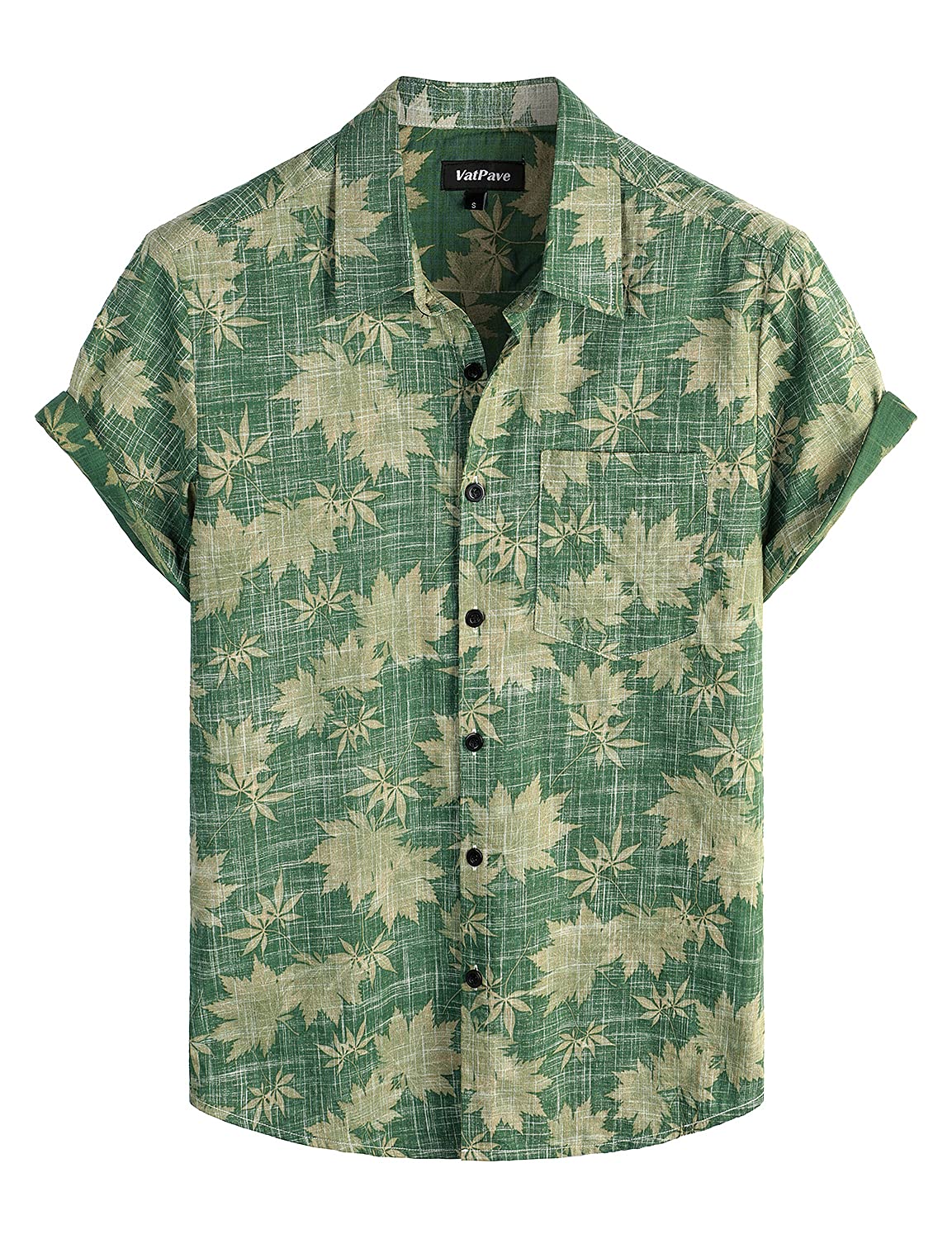 VATPAVE Mens Hawaiian Shirts Casual Summer Short Sleeve Button Down Shirts | Beach, Floral, Front Pocket, Cotton, Tropical, Vacation, Vintage, Printed, Cruise, Collared, Aloha, Party, Reverse Fabric