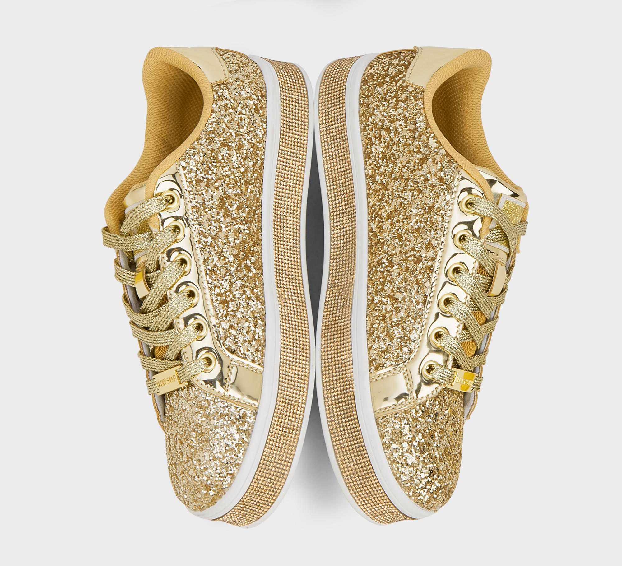 LUCKY STEP Women's Platform Sparkly Glitter Sneakers | Bling Shiny Dressy Bedazzled Wedding Bridal Fashion Walking Shoes