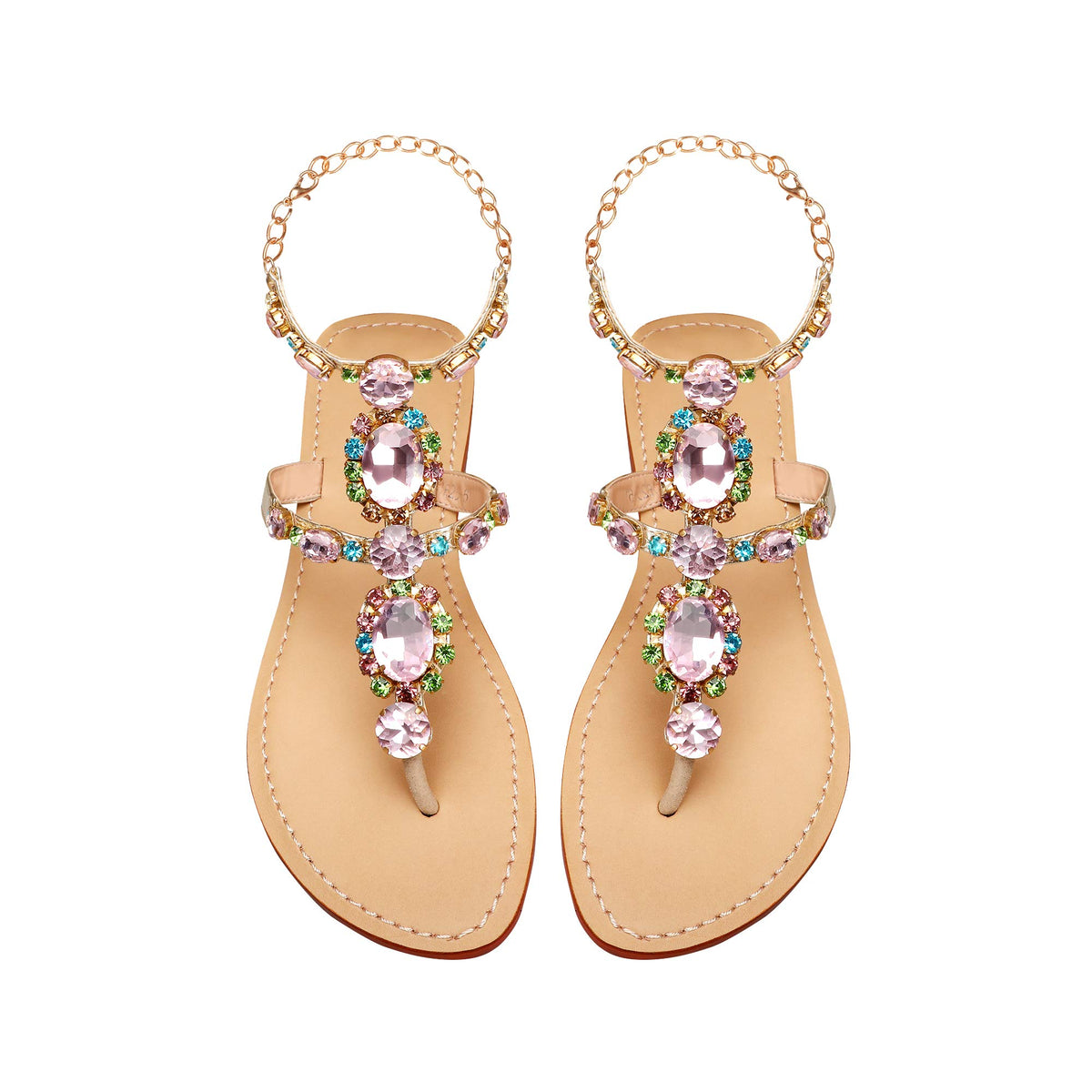 ZhuLinFeng Women'S Rhinestone Gladiator Sandals Flat Wedding Sandals Gem Pearl Sparkling Bridal Bridesmaid Sandals Blue Bohemian Sandals