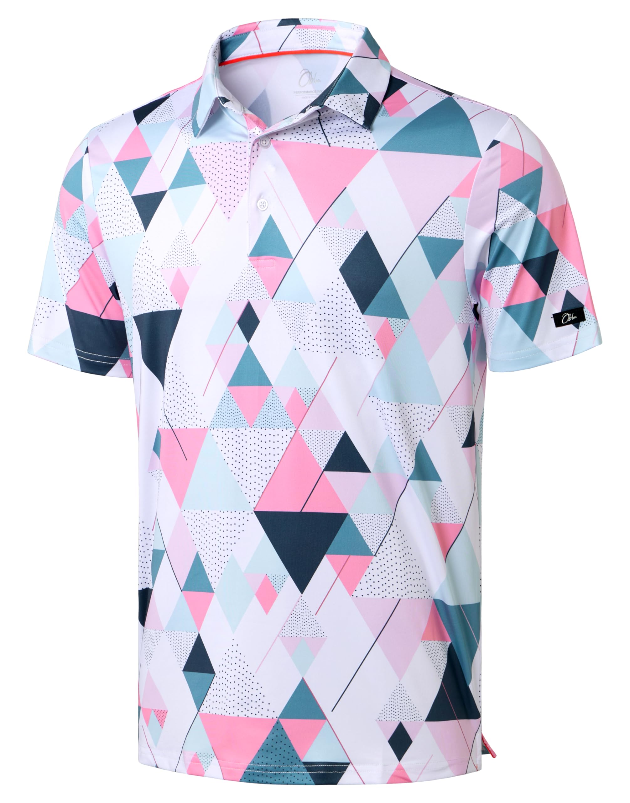Obla Men's Golf Polo Shirts Print Short Sleeve Dry Fit Collared Shirt | Moisture Wicking, Performance, Lightweight, Casual, Polo Shirts for Men
