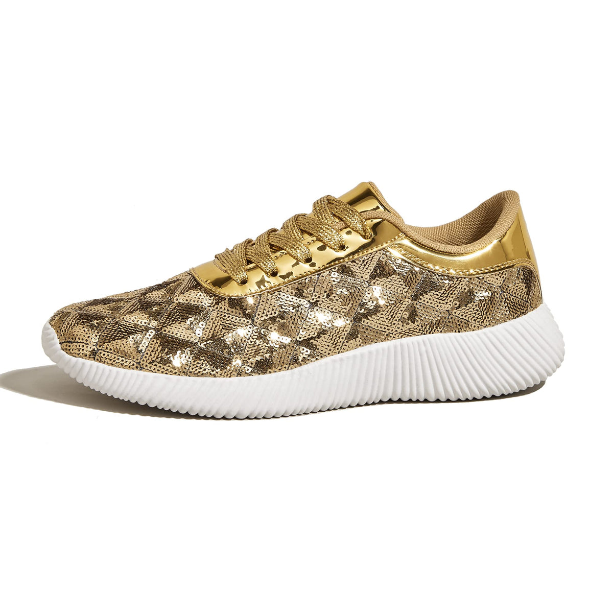 BELOS Women Glitter Sparkly Fashion Sneakers | Lightweight Metallic Sequins Tennis Shoes Casual Retro Braided Walking Shoes
