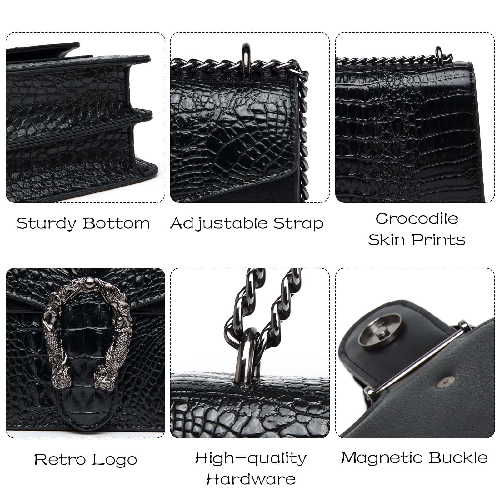 MYHOZEE Crossbody Bags for Women - Snake Printed Clutch Purses Leather Chain Shoulder Bags Evening Handbags
