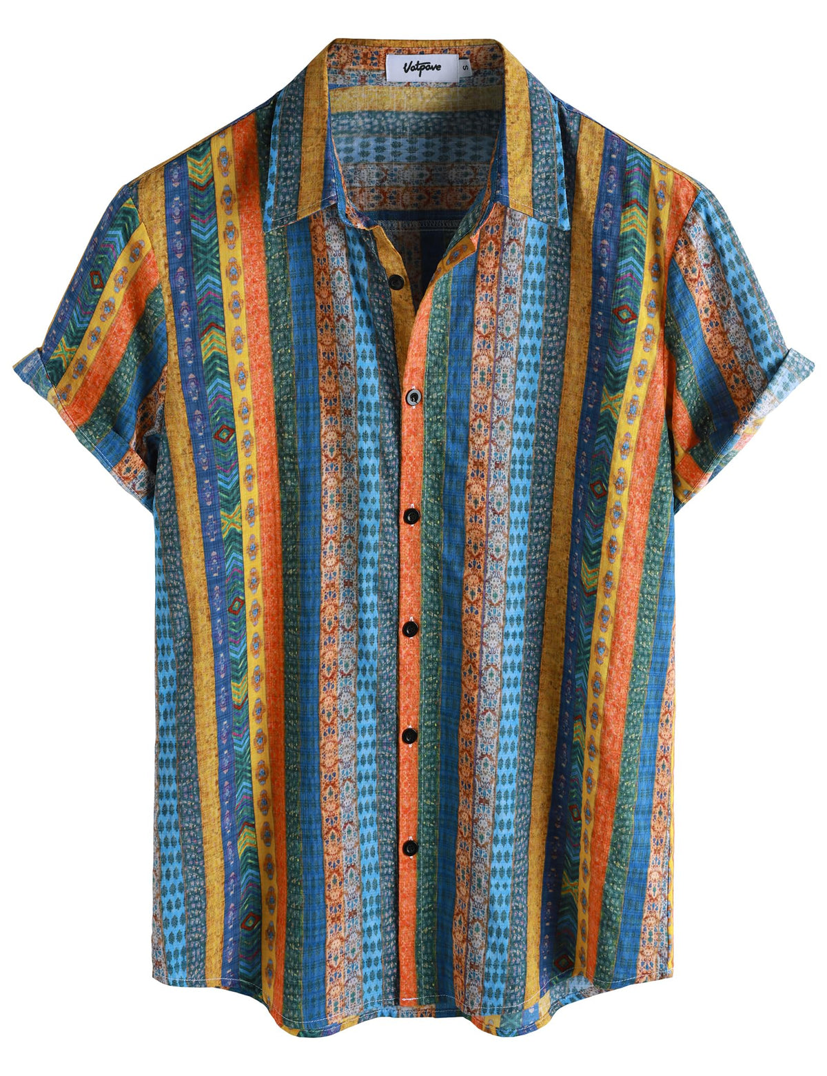 VATPAVE Mens Casual Hawaiian Shirt Short Sleeve Button Down Beach Shirts | Travel, Floral, Print, Vintage, Boho, Hippie, Lightweight, Breathable, Summer, Tropical, Vacation, Festival, Rave, Resort