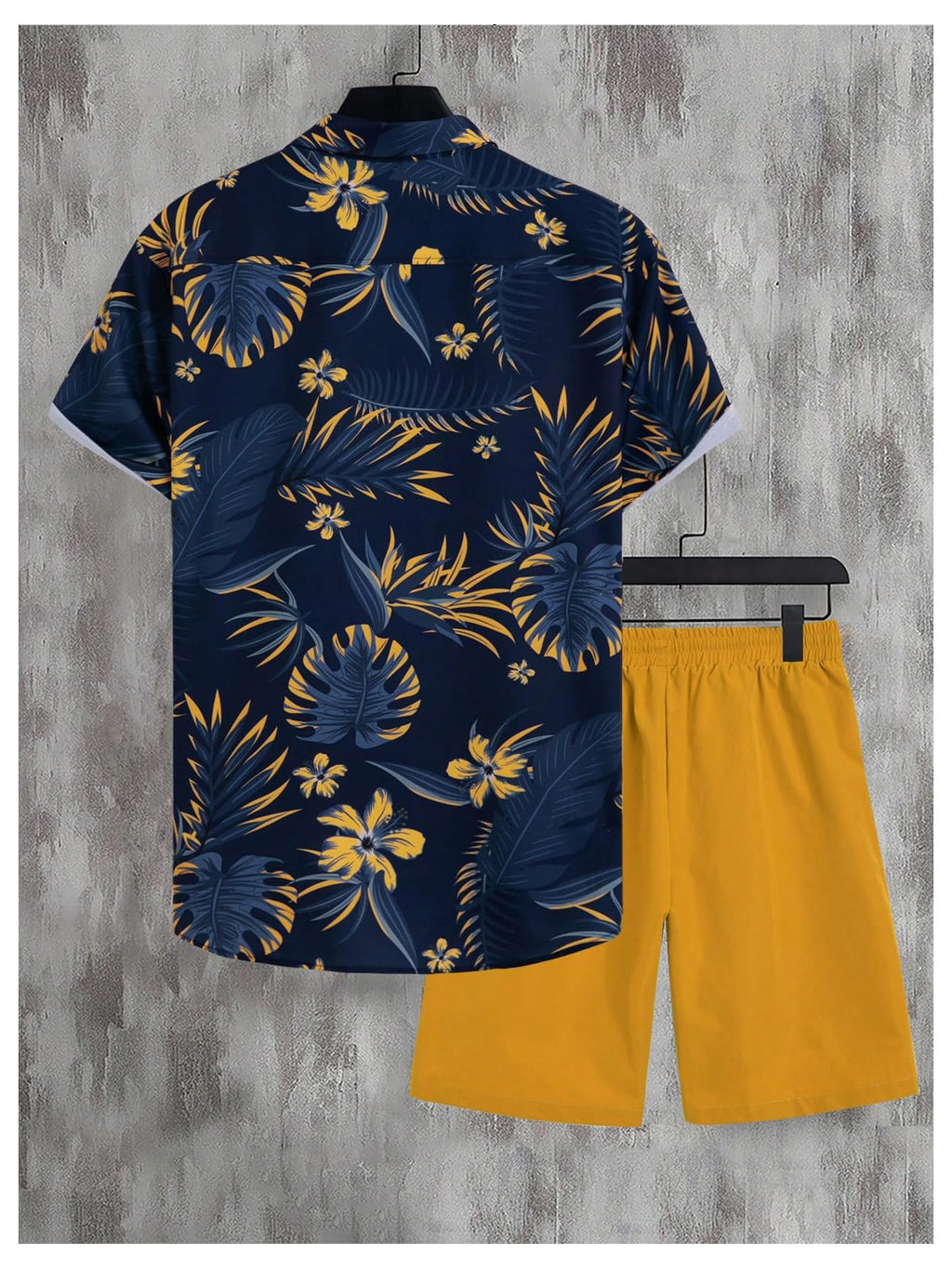WDIRARA Men's Summer Button Front Two Piece Short Set Beach Wear Outfits