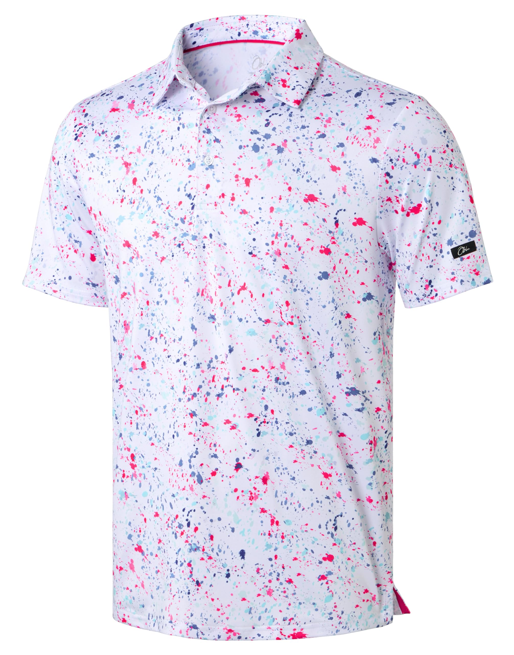 Obla Men's Golf Polo Shirts Print Short Sleeve Dry Fit Collared Shirt | Moisture Wicking, Performance, Lightweight, Casual, Polo Shirts for Men