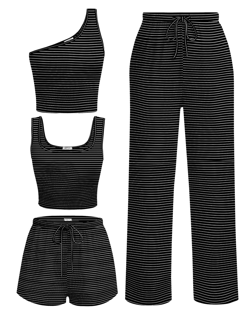 Ekouaer 4 Piece Sets for Women Casual Lounge Sets Summer Vacation Outfits | Knit Fabric,Soft and Comfortable, Tank Top and Long/Short Pant with Pockets, for Leisure,Summer Beach Vacation Day.