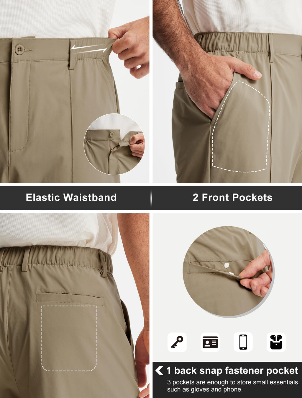 Men's Classic Fit 9" Golf Shorts Casual Summer Outfits | All Day Comfy, Stretch, Elastic Waist, Lightweight, Quick Dry Dress Travel Clothing