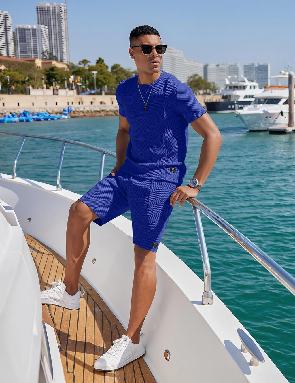 UOUA Men's Shorts Set 2 Piece Summer Outfits Casual Vacation Tracksuits