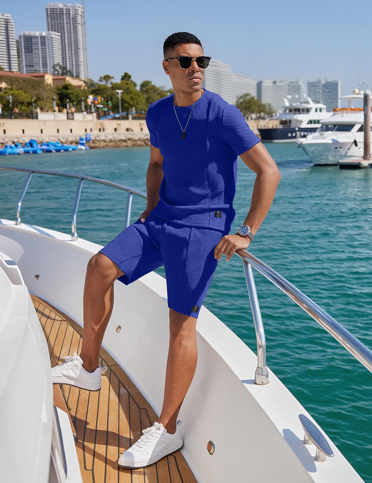 UOUA Men's Shorts Set 2 Piece Summer Outfits Casual Vacation Tracksuits