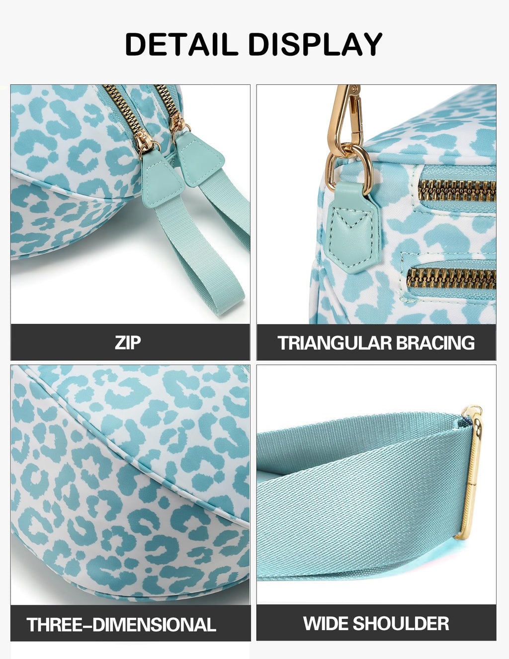 FEIBOON Spacious Nylon Crossbody Bag Bum Bag Handbags Wallets Purses Trendy Shoulder Bag for Women