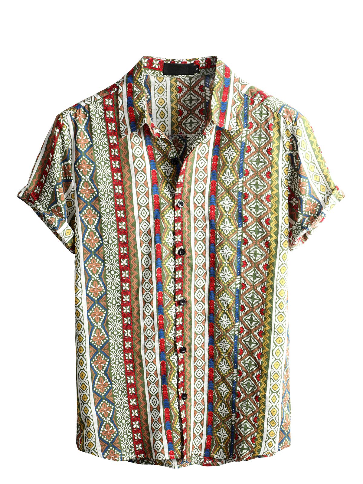 VATPAVE Mens Short Sleeve Button Down Shirts Summer Hawaiian Shirt | Casual Beach Resort Wear, Vintage, Floral Flower Tropical Print, Regular Fit, Holiday, Vacation, Country Concert