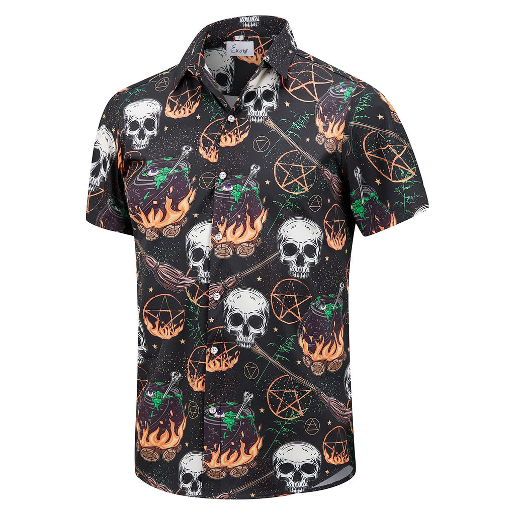 EUOW Men's Hawaiian Shirt Short Sleeve Printed Button Down Beach Shirts