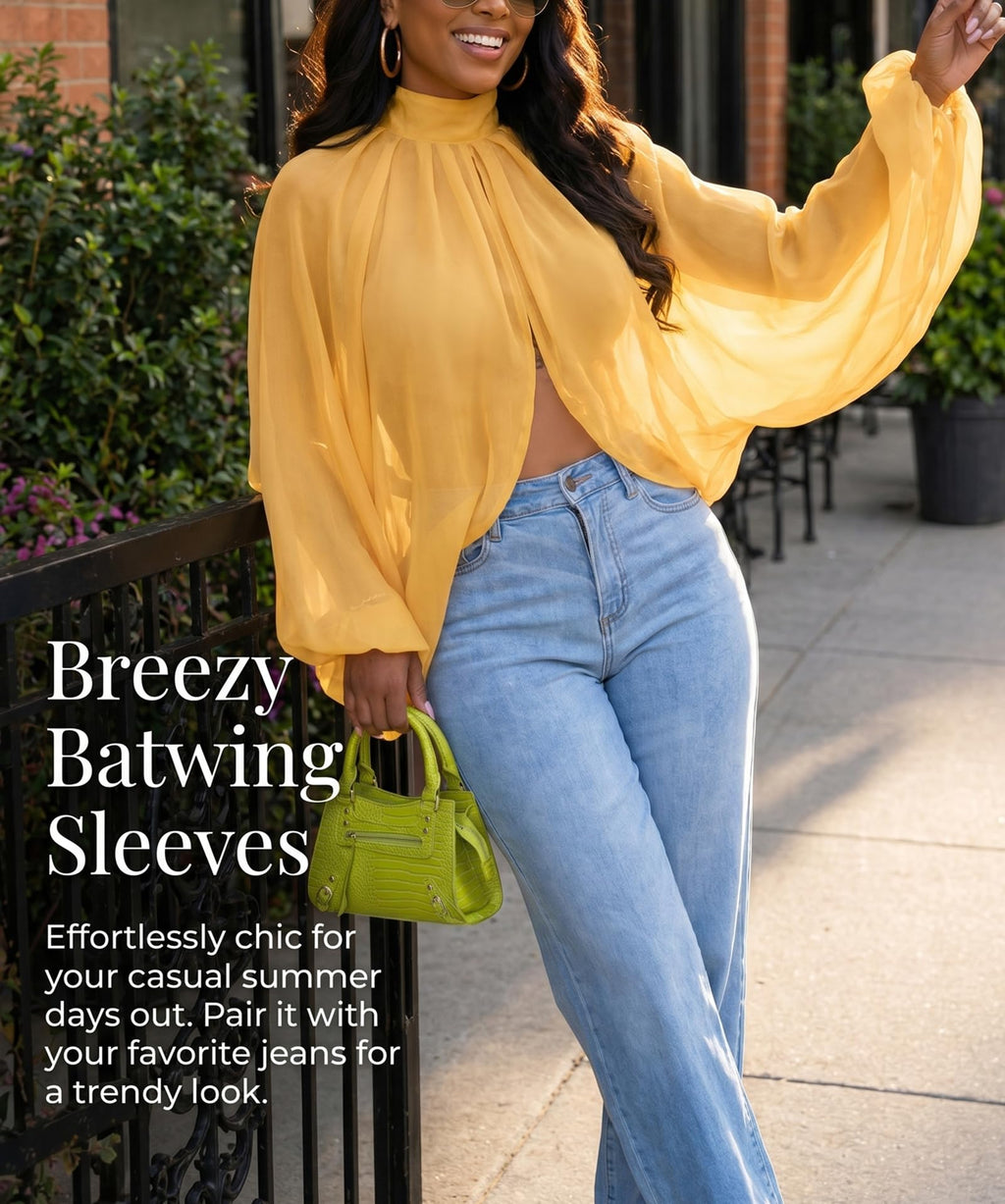Sexy Tops for Women Party Club Night Batwing Sleeve Chiffon Blouse | Floral Print Blouse Shirts,Puff Sleeve,Going out Tops,Front Open Style,Lantern Sleeve Boho Chiffon Fall Tops 2026