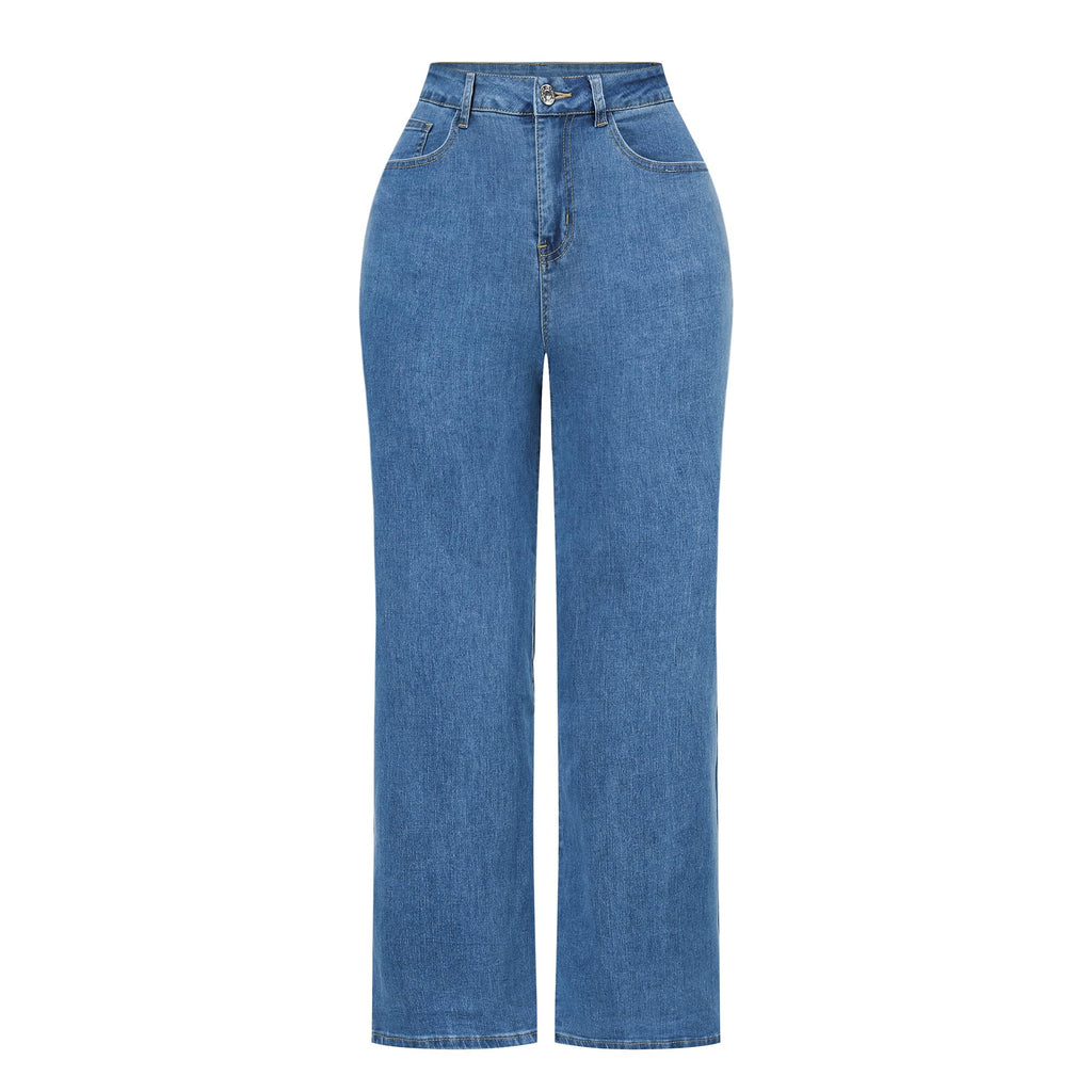 THUNDER STAR Womens High Waisted Wide Leg Jeans Stretchy Distressed Denim Pants