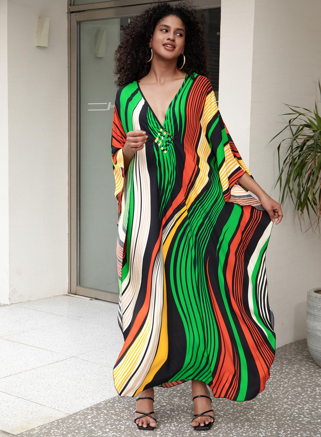 Yanziliu Kaftan Dress for Women,Plus Size Hawaiian Batwing Sleeve Beach Cover Up Summer Swimsuit Dresses