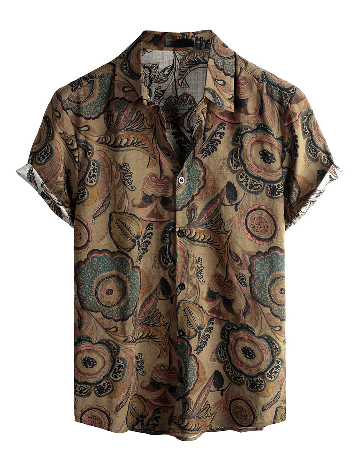 VATPAVE Mens Casual Hawaiian Shirt Short Sleeve Button Down Beach Shirts | Travel, Floral, Print, Vintage, Boho, Hippie, Lightweight, Breathable, Summer, Tropical, Vacation, Festival, Rave, Resort