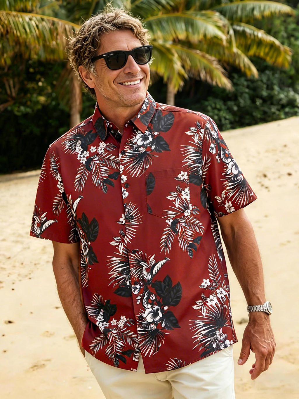 JEMLDL Men's Hawaiian 2 Piece Outfits Floral Button Down Shirts & Linen Shorts Sets Summer Beach Travel Clothes
