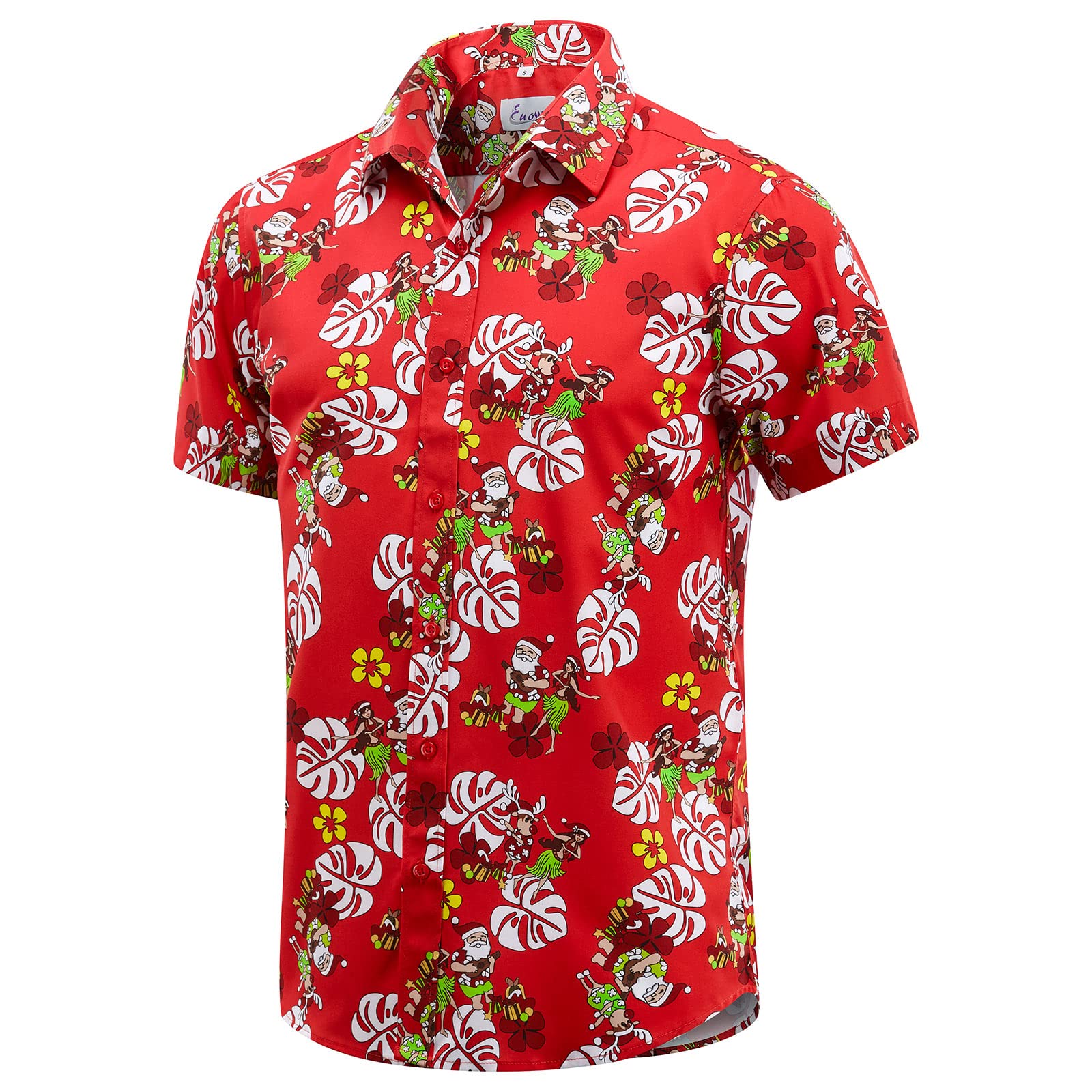 EUOW Men's Hawaiian Shirt Short Sleeve Printed Button Down Beach Shirts