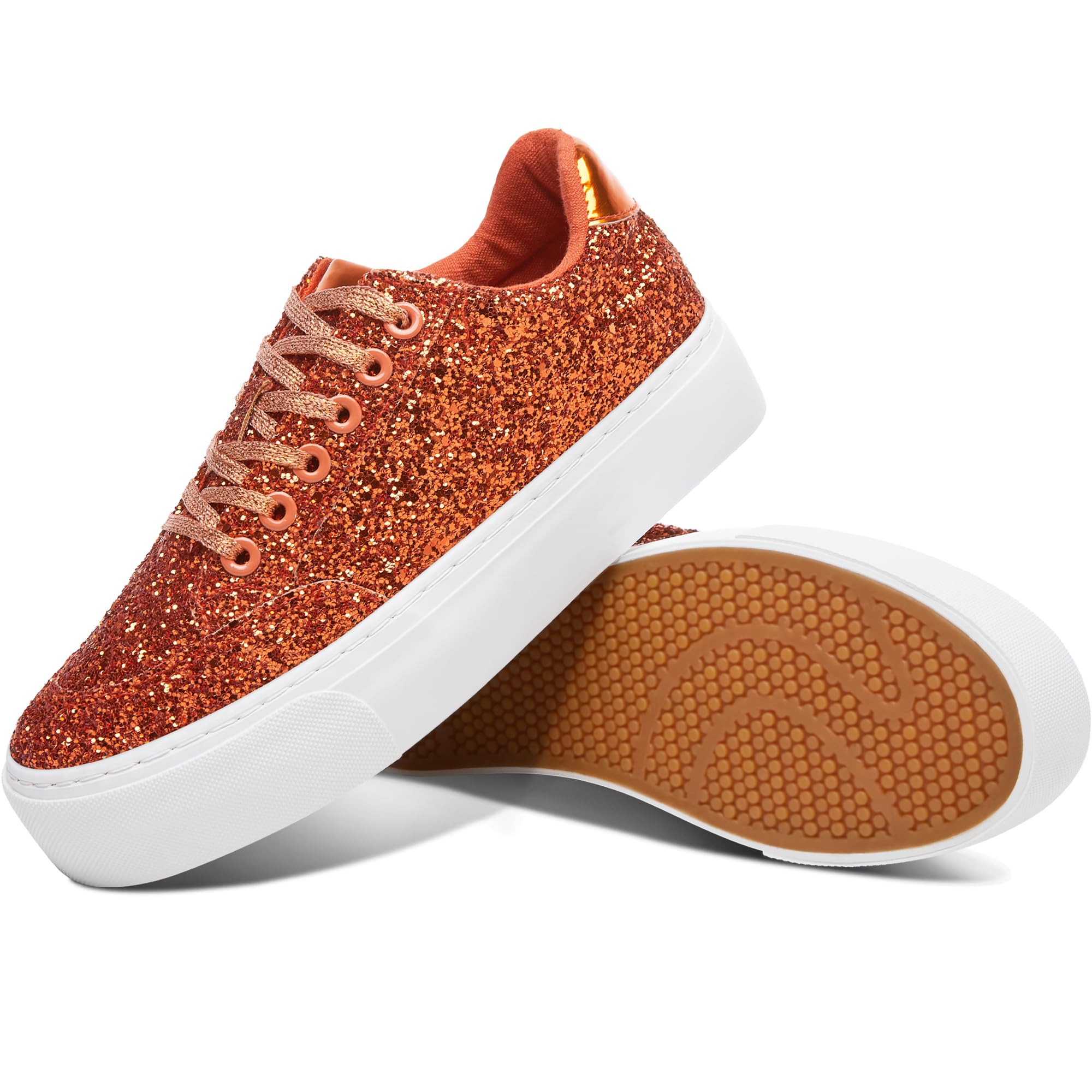 Jeekopeg Glitter Platform Sneakers Women Casual Sequin Sparkly Shoes Bling Thick Sole Walking Shoes Shiny Sequin Wedding Sneakers for Lady