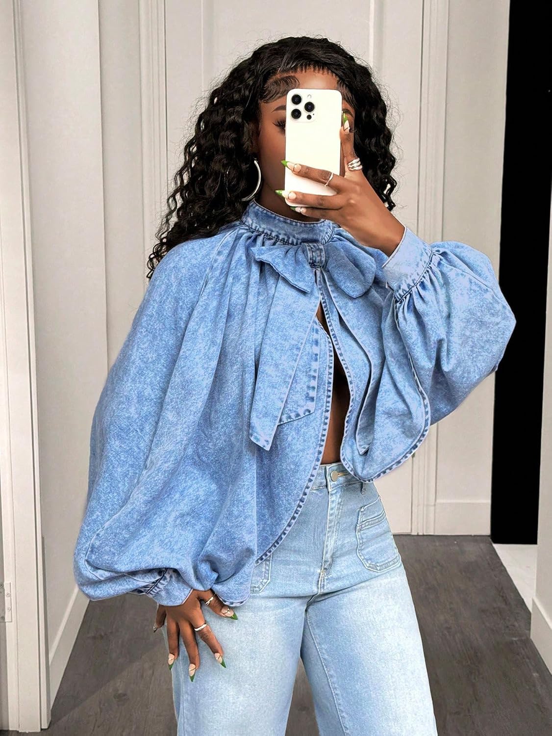 Denim Jacket Women Long Sleeve Backless Jean Blouse Tops Y2k Outfits