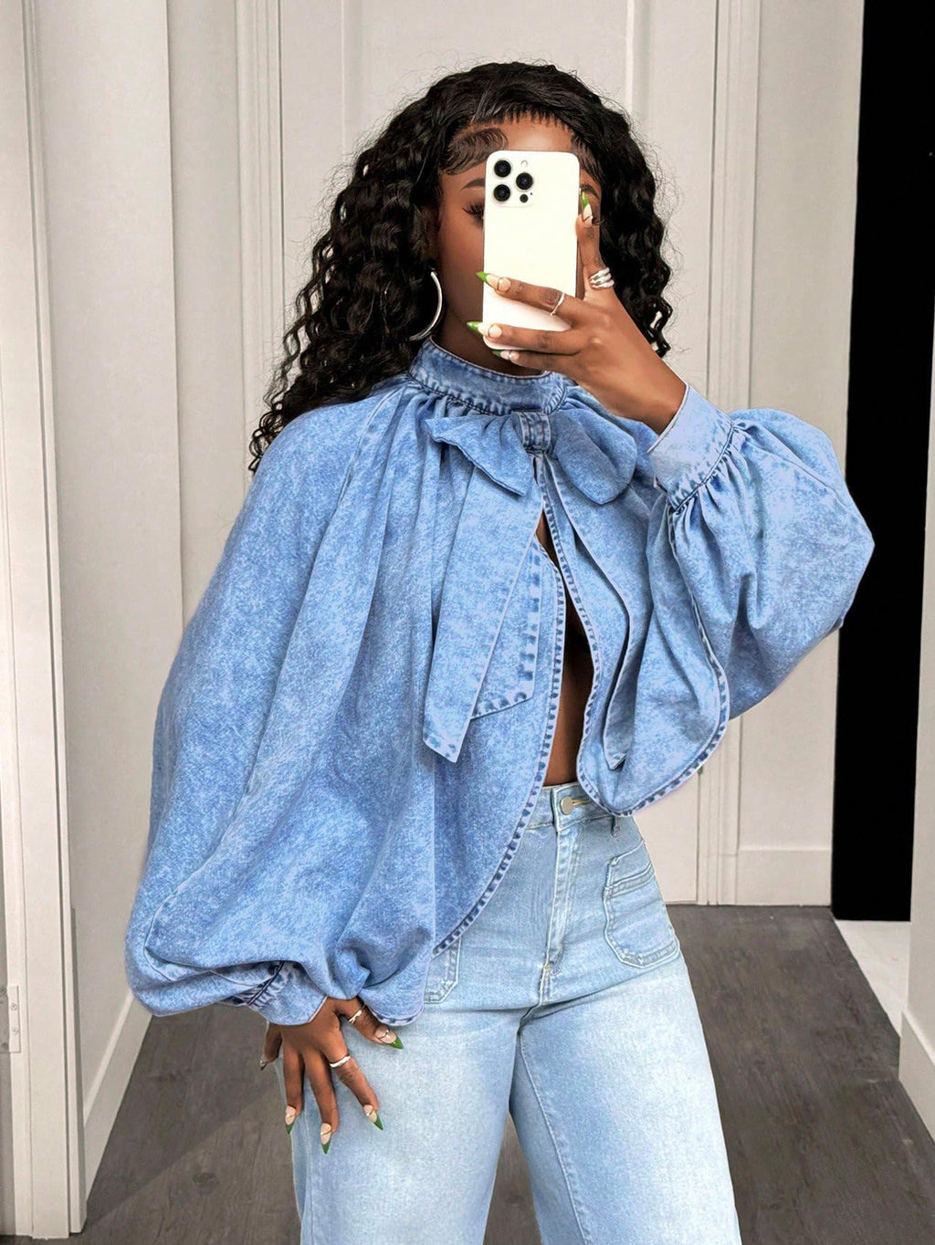 Denim Jacket Women Long Sleeve Backless Jean Blouse Tops Y2k Outfits