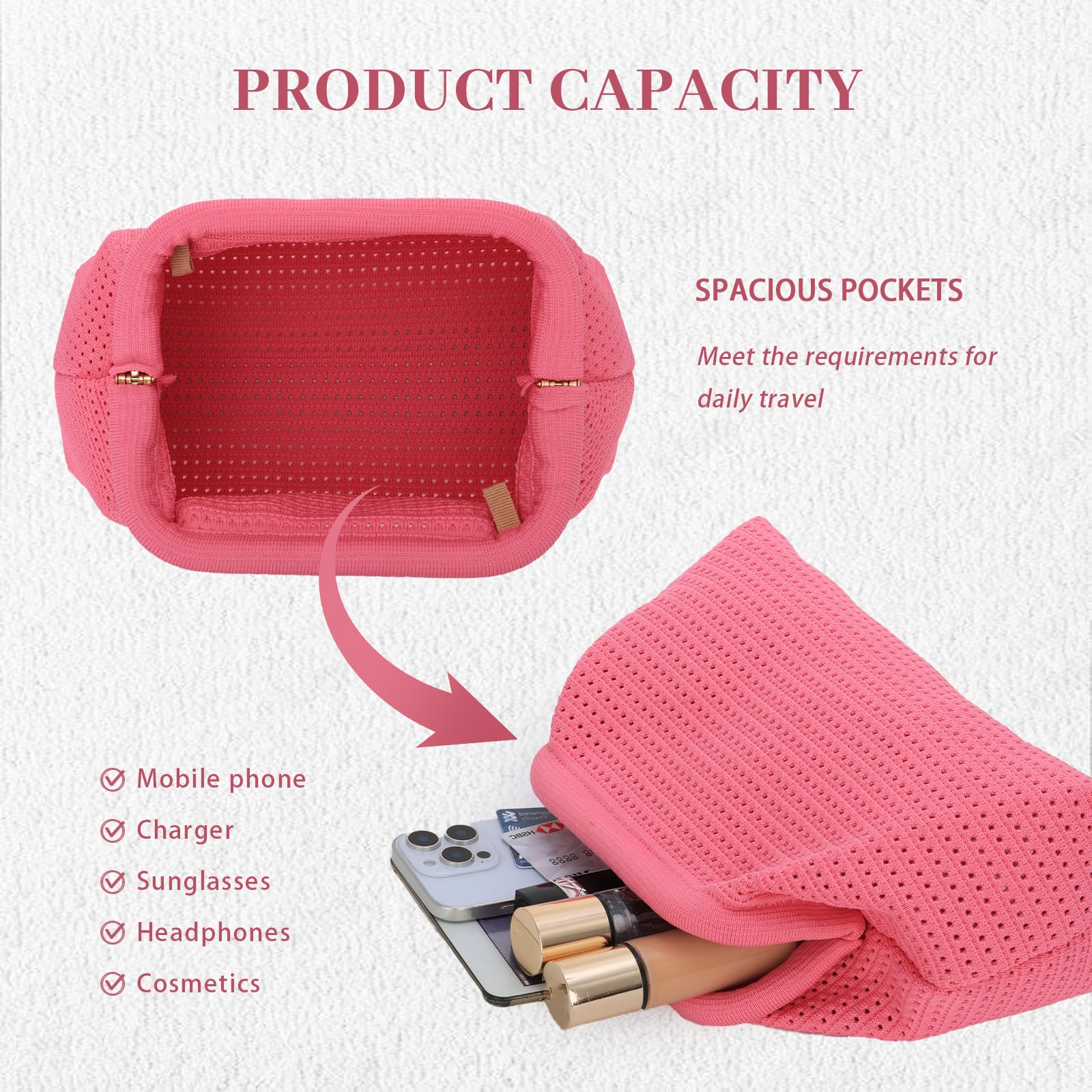 KUANG! Dumpling Clutch Bag for Women Crochet Woven Bags Summer Beach Clutch Crossbody Chain Purses Cloud Handbag
