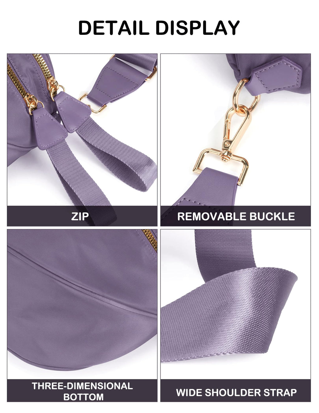 FEIBOON Spacious Nylon Crossbody Bag Bum Bag Handbags Wallets Purses Trendy Shoulder Bag for Women