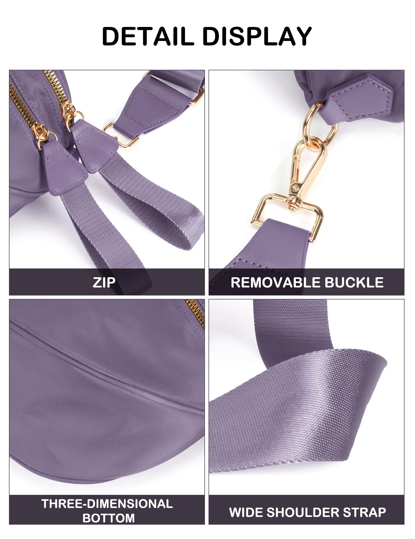 FEIBOON Spacious Nylon Crossbody Bag Bum Bag Handbags Wallets Purses Trendy Shoulder Bag for Women