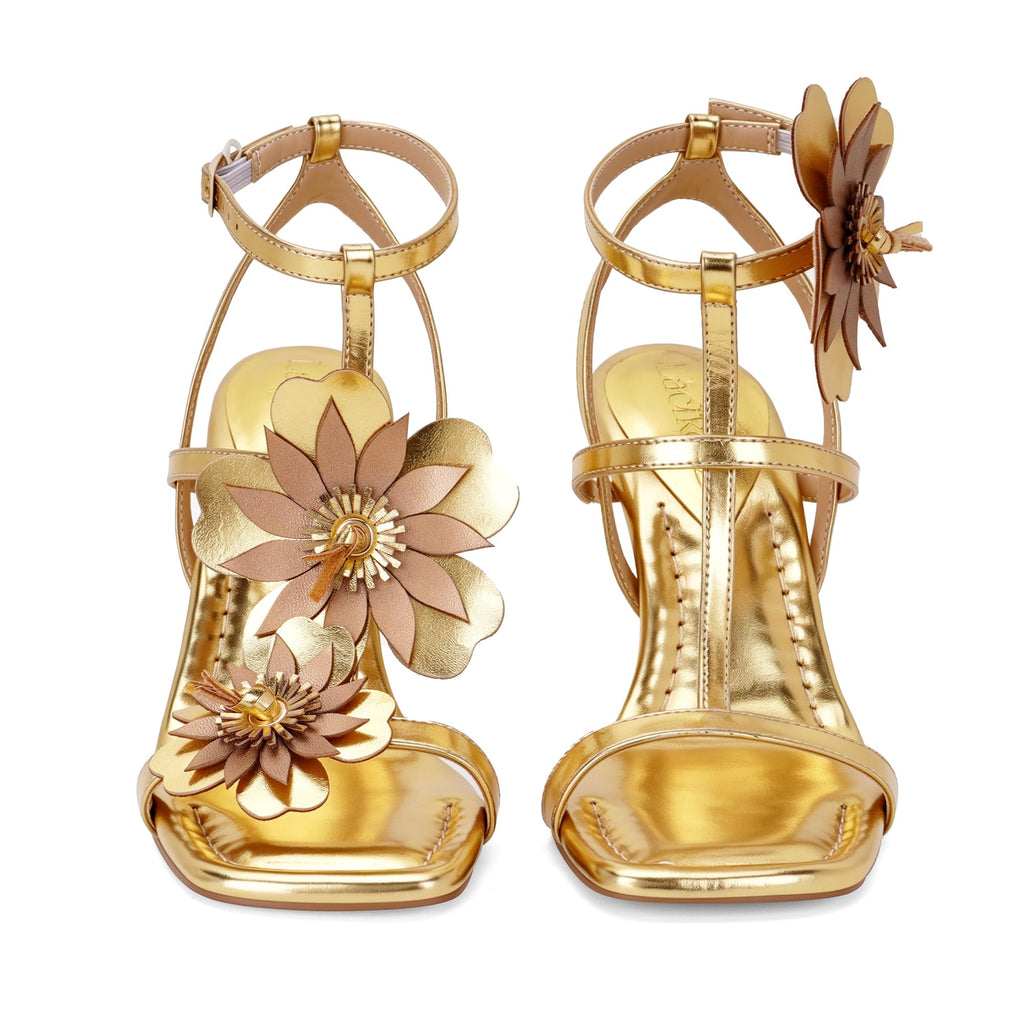 LACIKOSZ Floral Women High Heels Strappy Sandals Comfortable Dressy Shoes | Open Toe Ankle Strap Square Toe Wedding Bride