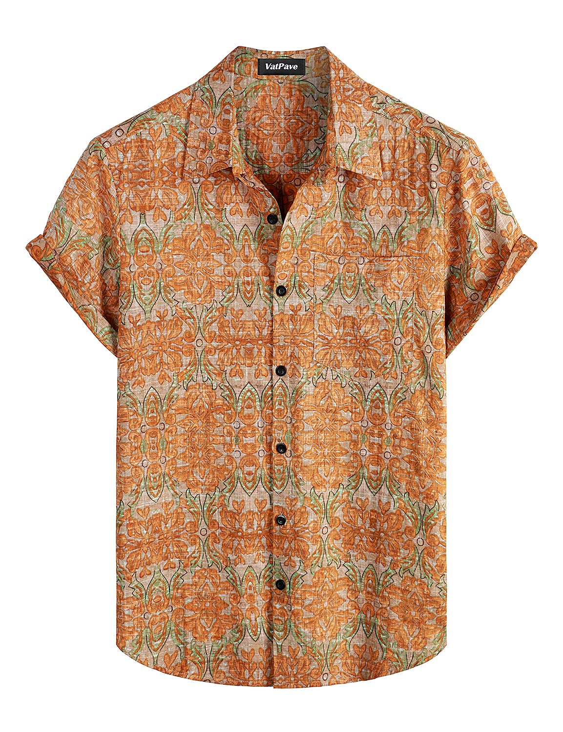 VATPAVE Mens Hawaiian Shirts Casual Summer Short Sleeve Button Down Shirts | Beach, Floral, Front Pocket, Cotton, Tropical, Vacation, Vintage, Printed, Cruise, Collared, Aloha, Party, Reverse Fabric