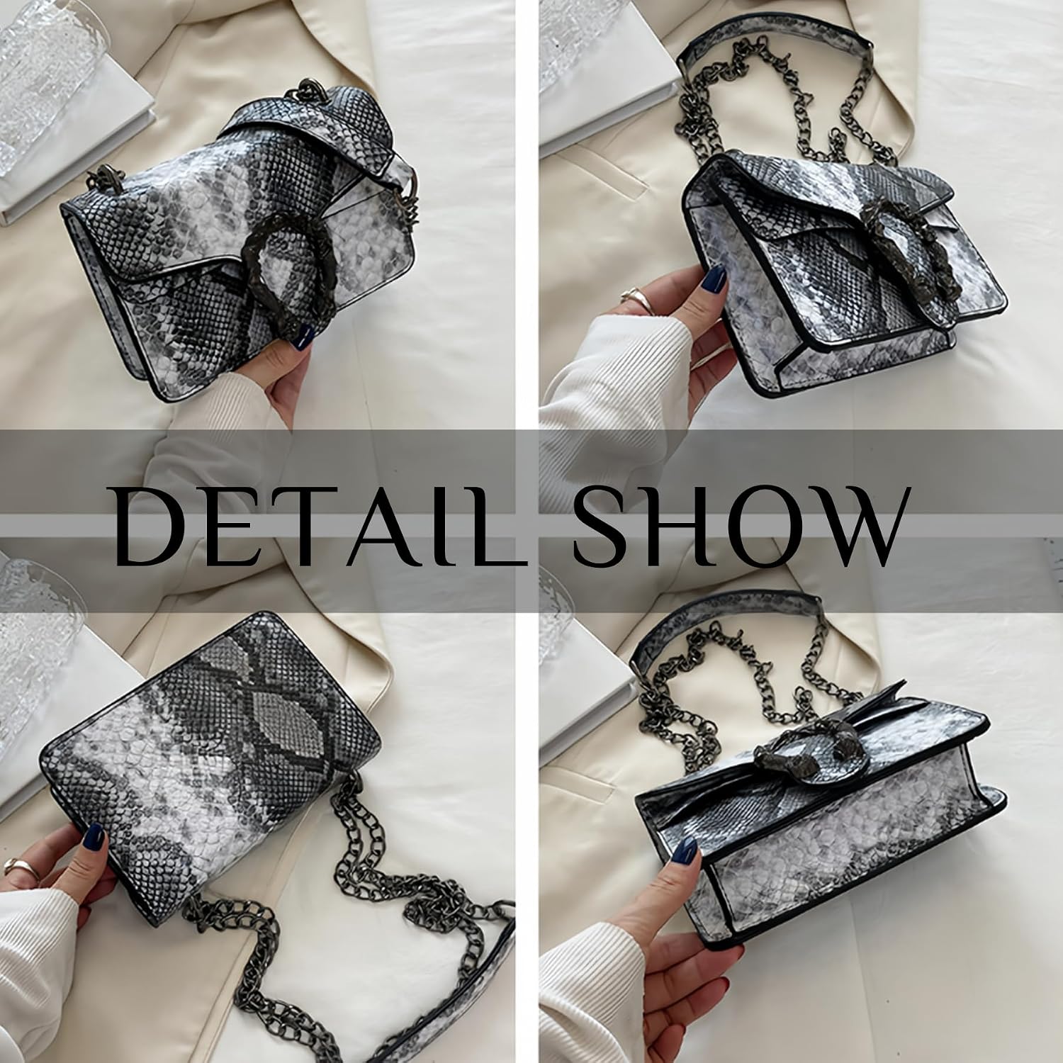 Women Synthetic Leather Crossbody Purse Bags,Fashion Snake Printed Leather Shoulder Bags,Small Clutch Bags