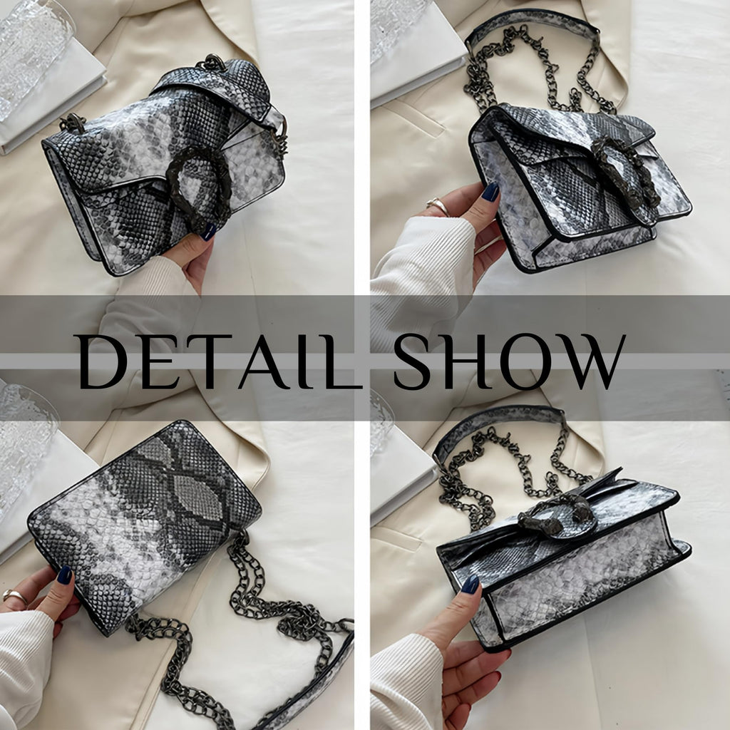 Women Synthetic Leather Crossbody Purse Bags,Fashion Snake Printed Leather Shoulder Bags,Small Clutch Bags