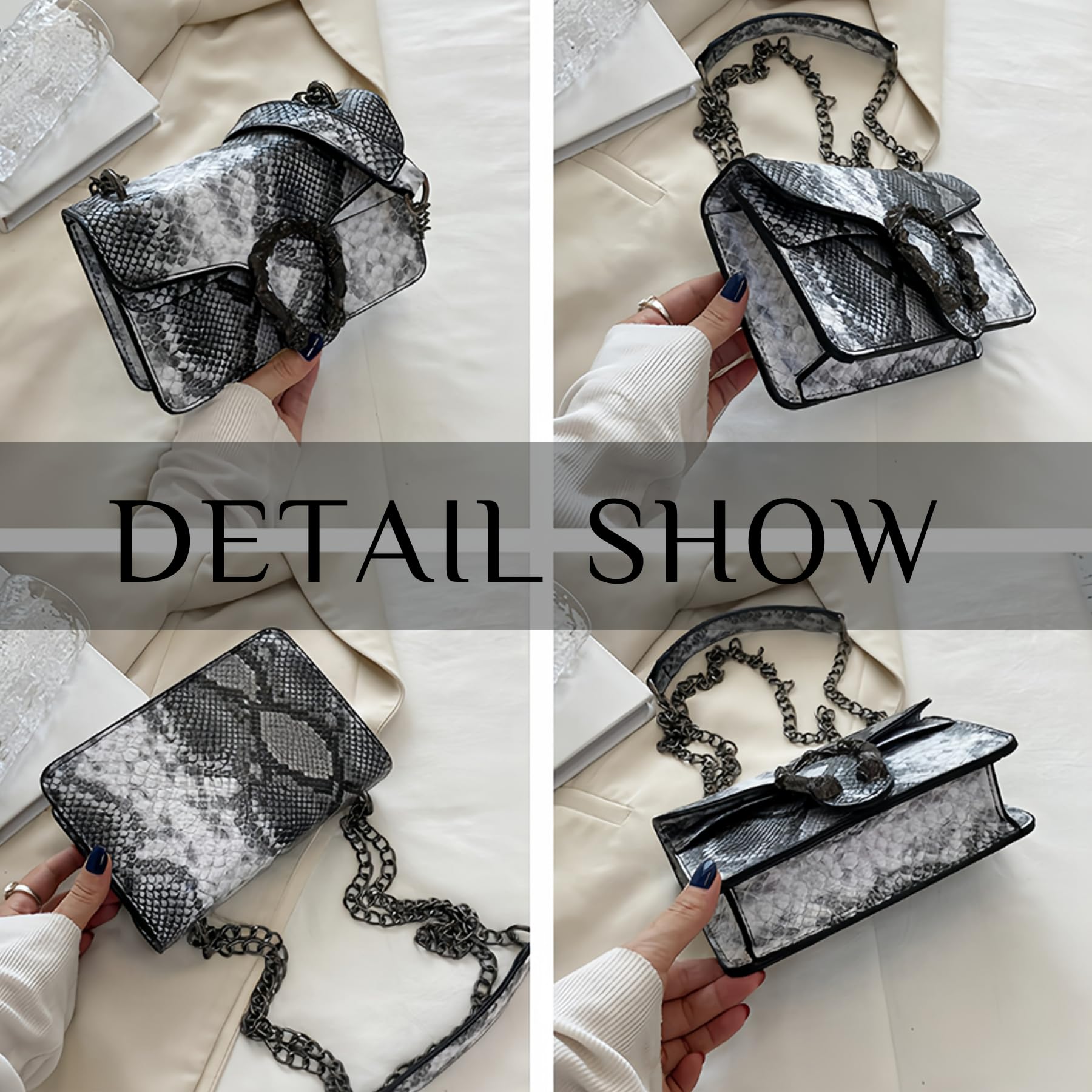 Women Synthetic Leather Crossbody Purse Bags,Fashion Snake Printed Leather Shoulder Bags,Small Clutch Bags