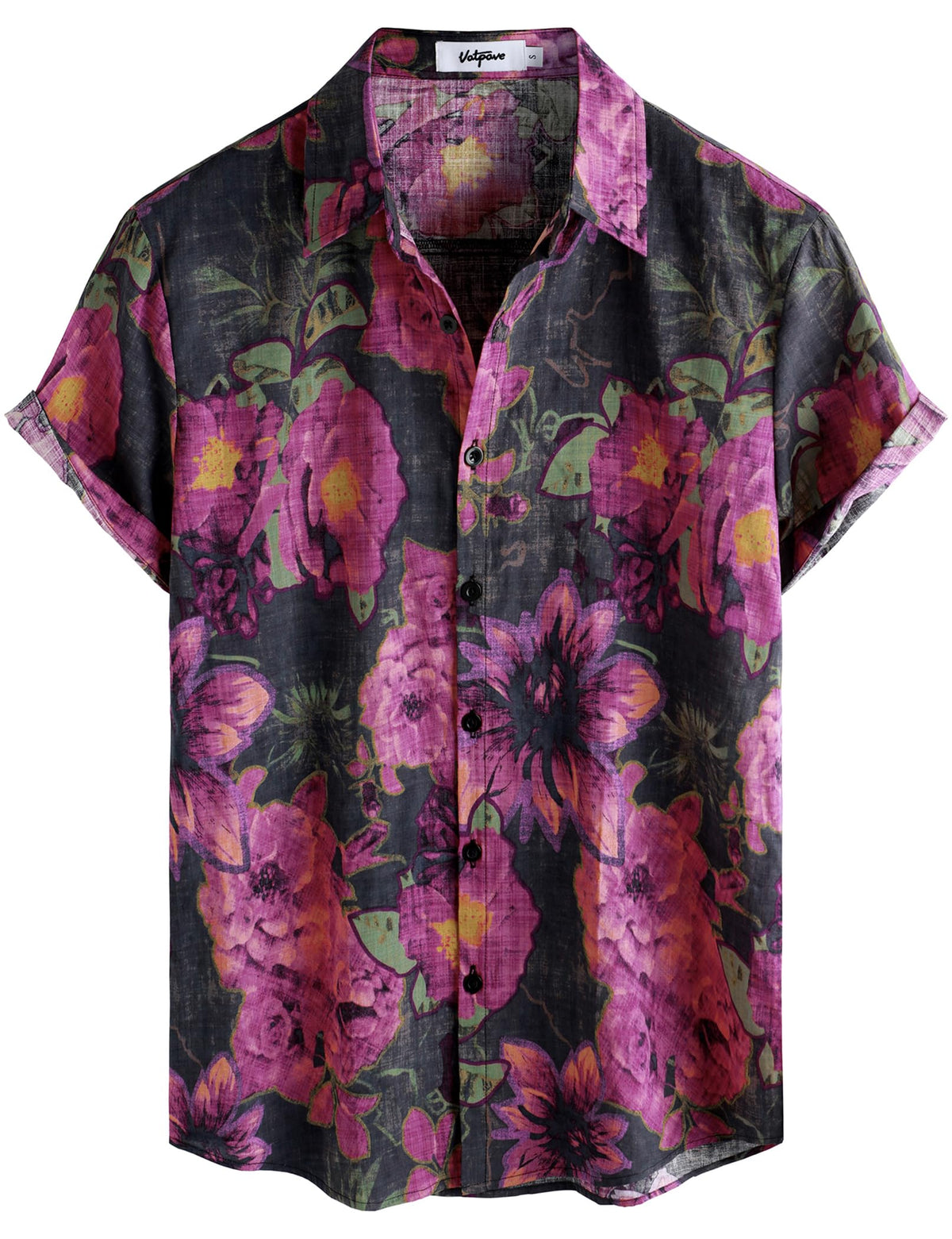 VATPAVE Mens Casual Hawaiian Shirt Short Sleeve Button Down Beach Shirts | Travel, Floral, Print, Vintage, Boho, Hippie, Lightweight, Breathable, Summer, Tropical, Vacation, Festival, Rave, Resort