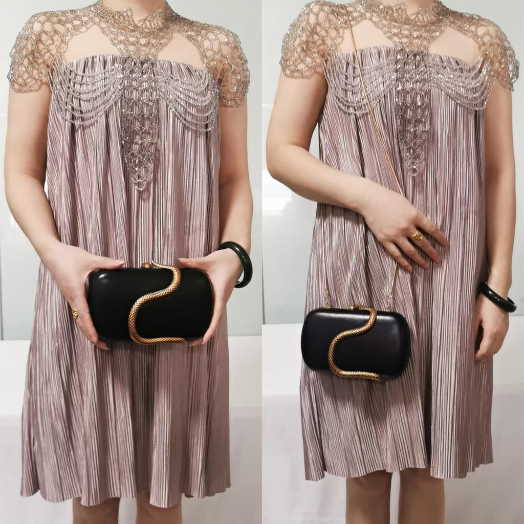 PU Leather Handbag Detachable Chain Crossbody Shoulder Evening Bag Clutch Purse for Women Formal Wedding Party Prom