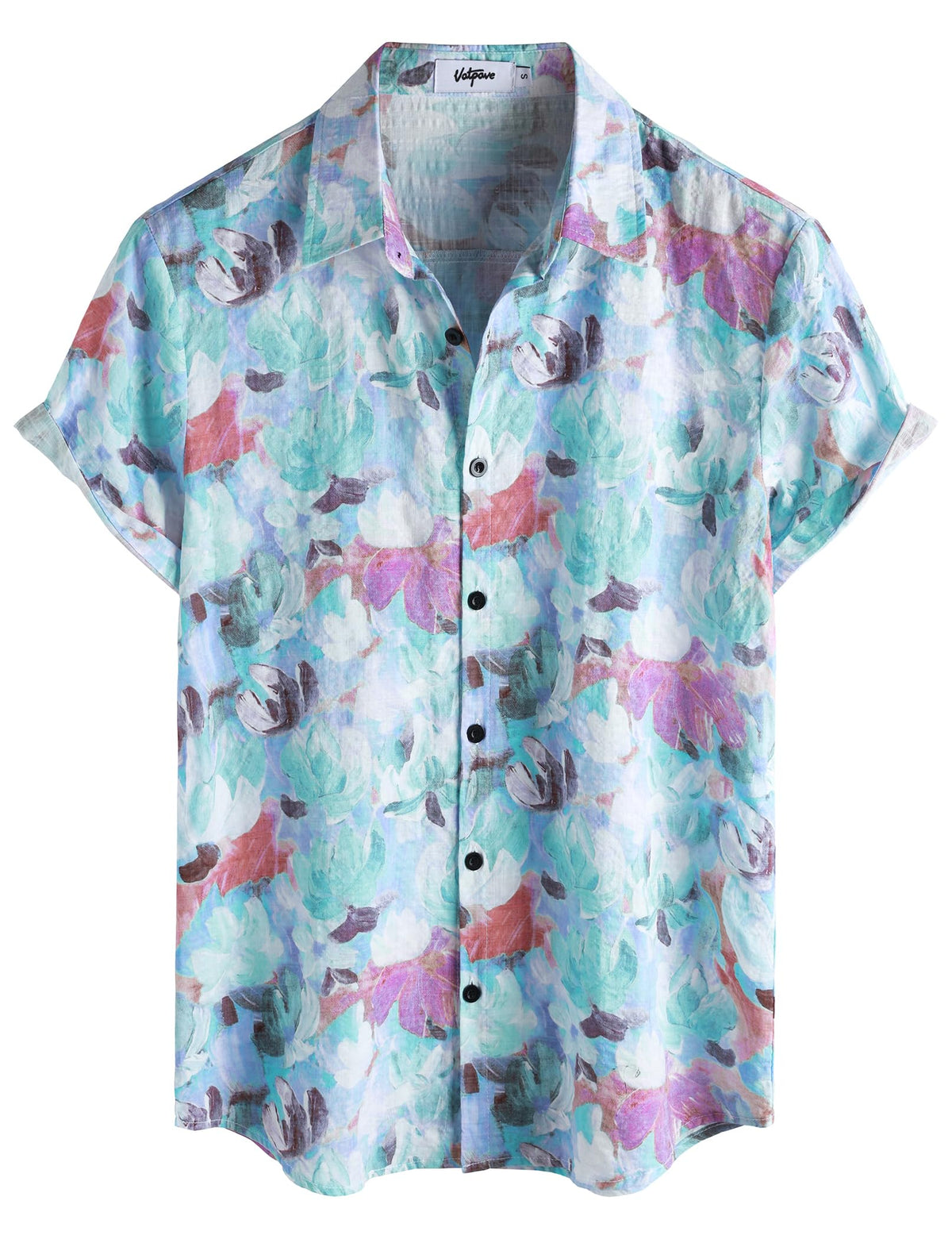 VATPAVE Mens Short Sleeve Button Down Shirts Summer Hawaiian Shirt | Casual Beach Resort Wear, Vintage, Floral Flower Tropical Print, Regular Fit, Holiday, Vacation, Country Concert