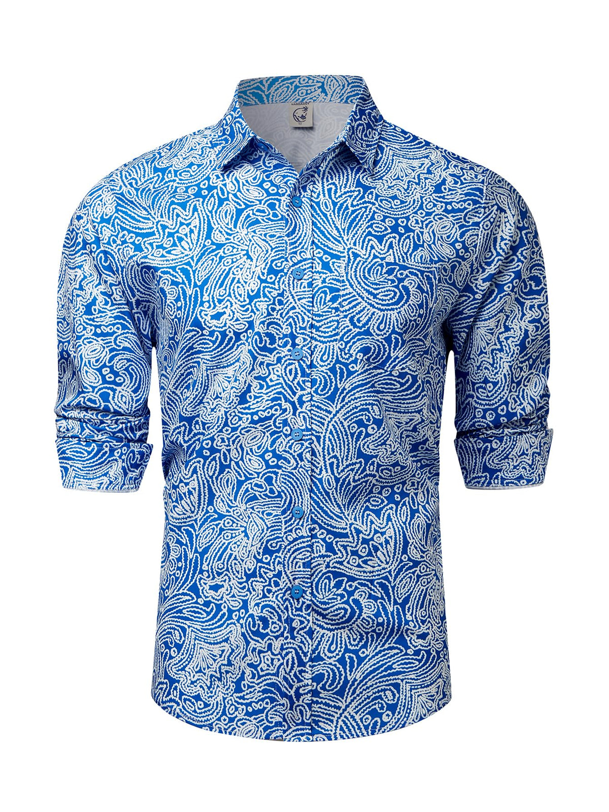 Hardaddy Men's Tropical Floral Button Down Long Sleeve Hawaiian Shirt Flower Printed Beach Shirts
